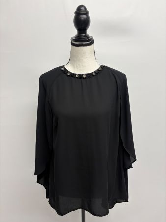 Vince Camuto elegante Bluse Gr. S Chiffon Steinchen schwarz
