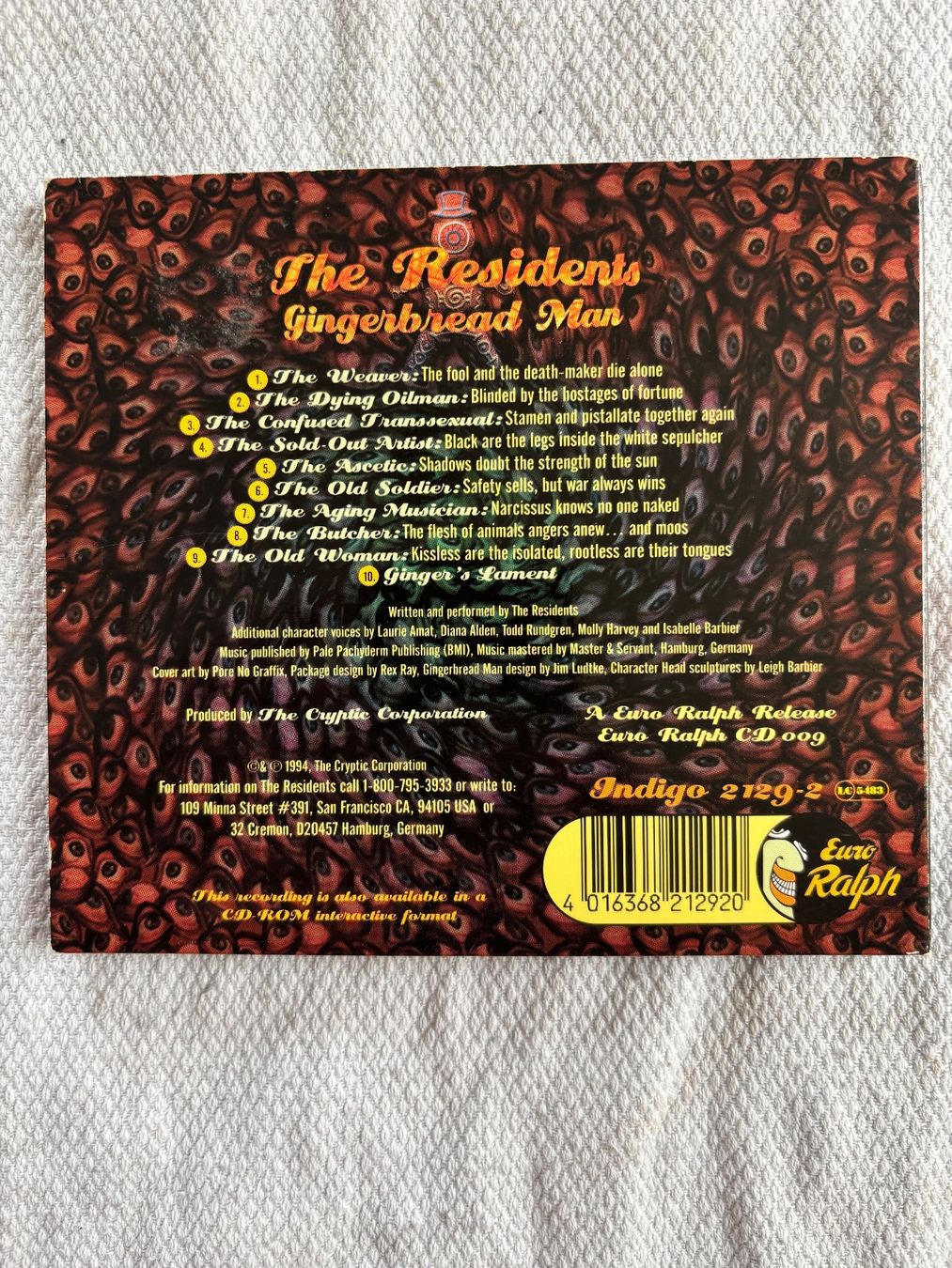 CD: The Residents: Gingerbread Man – Usato da Stans venduto da Abukadnezar 1