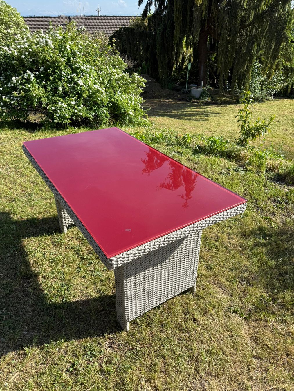 Tavoli: Gartentisch mit Glasplatte, Rattan – Usato da Trüllikon venduto da Nicci025 1