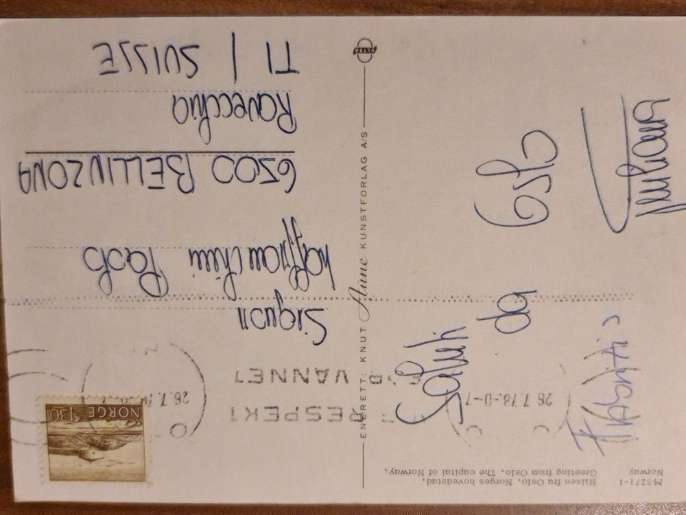 Cartoline postali: Ansichtskarte Oslo Norwegen – Usato da Dintikon venduto da Vexi 1