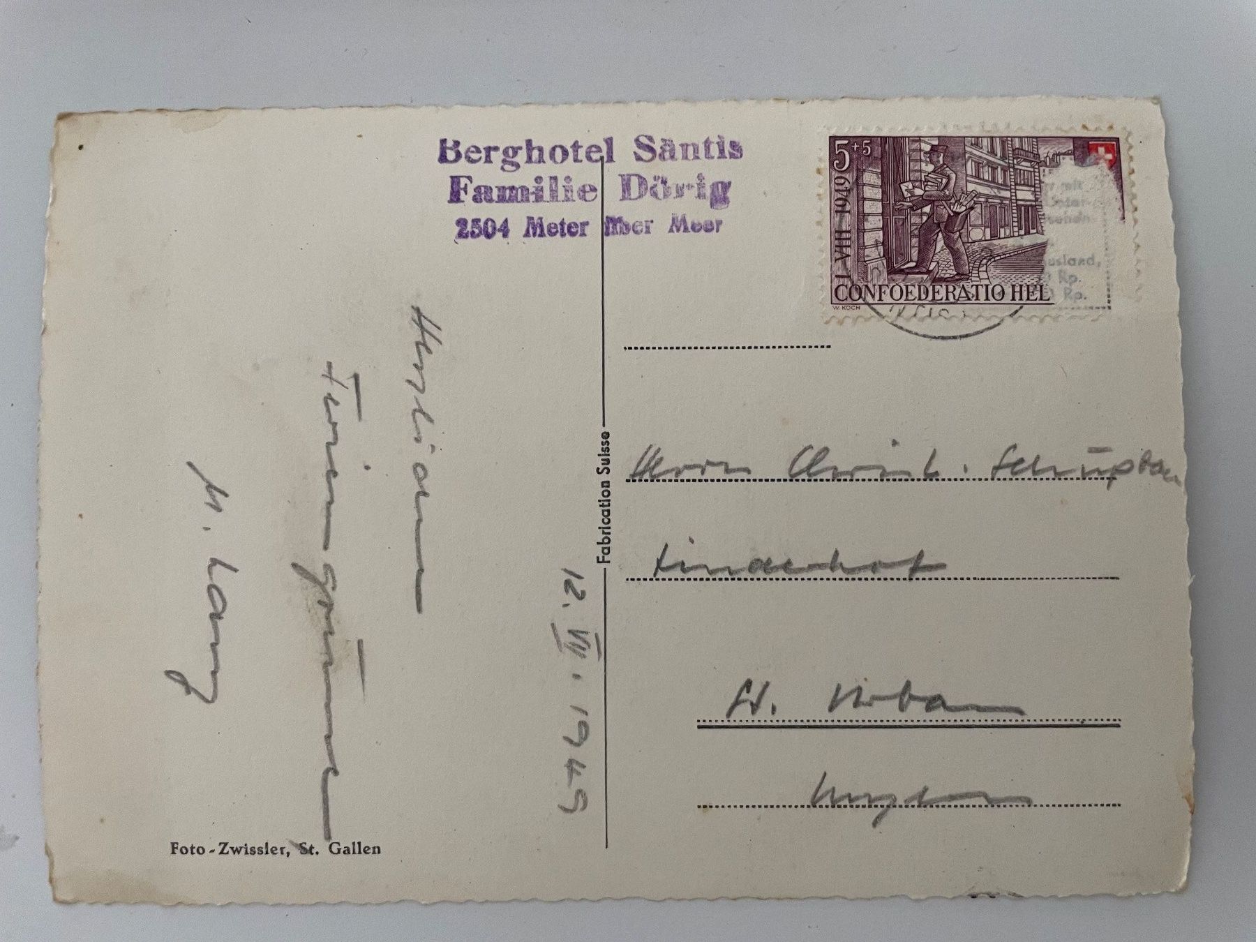 Cartoline postali: Originale alte Ansichtskarte Säntis Lysengrat 1945 selten! – Usato da Stäfa venduto da riccardinho 1