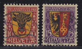 1918  Pro Juventute Satz  SBK Nr.J10-J11  gestempelt