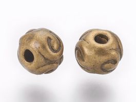 Tibetische Perlen antik Bronze 5mm / 5 Stk.