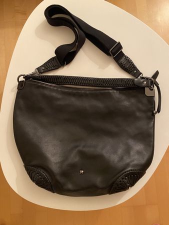 Navyboot Umhängetasche Leder schwarz