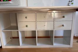 Schreibtisch / Nähtisch mit Kallax und Rollcontainer