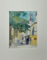KÜNSTLER  ? UNLESERLICH  SIGNIERT AQUARELL BEIM MÜNSTER