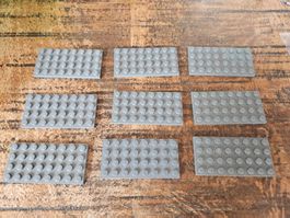 lego 3035 lot de 9 pièces Dark Bluish Gray Plate 4 x 8