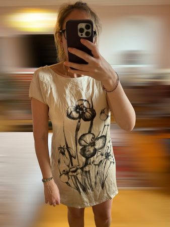 Robe Zara T.L beige à fleurs, soyeuse élégante