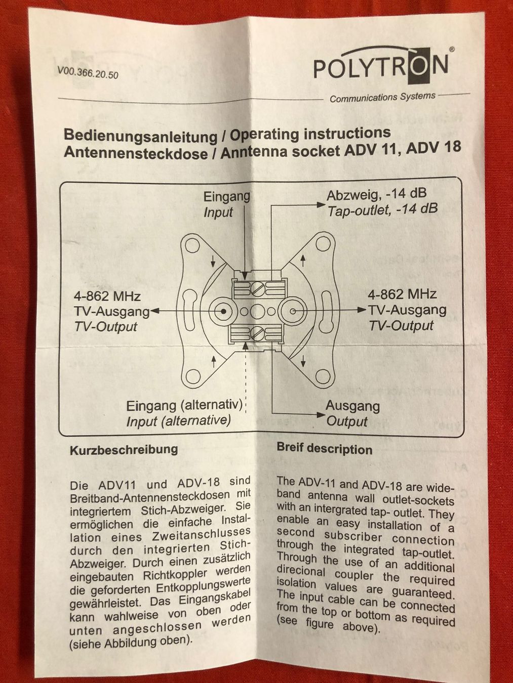 Spine: Polytron ADV 11 Breitband-Antennensteckdose – Usato da Neerach venduto da Arbimus 5