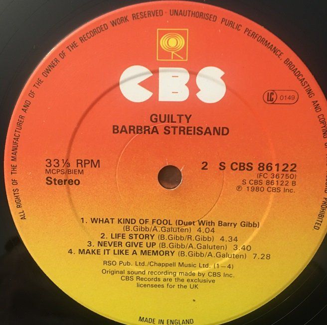 Dischi in vinile: Barbra Streisand - Guilty (LP) – Usato da Grüningen venduto da azulvinyl 3