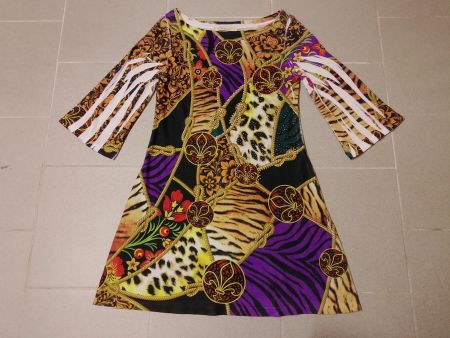 Buntes Mayentl Kleid im Animal-Print-Patchwork-Look Gr.S