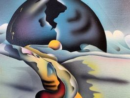 Surrealistisches Gemälde signiert