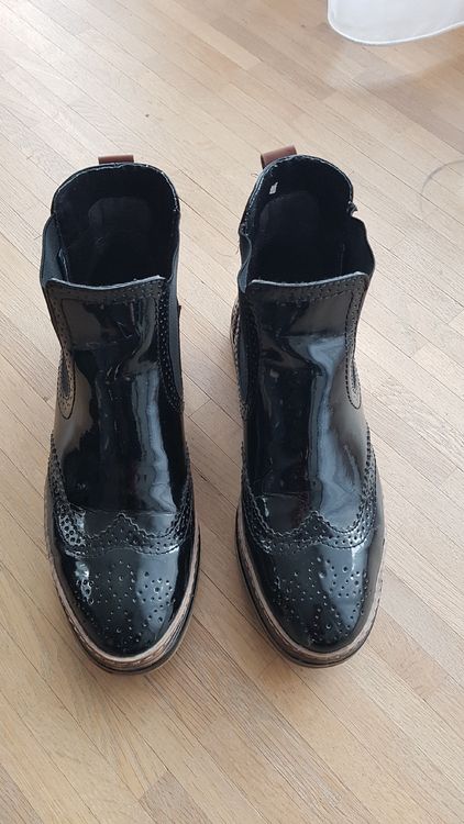 tamaris schnürschuh schwarz lack