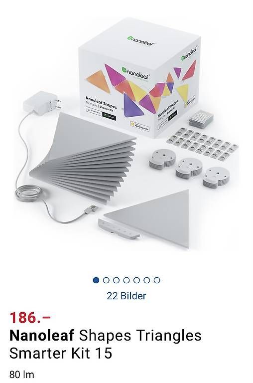 Lampade: Nanoleaf Shapes Triangles Smarter Kit 9 – Usato da Luzern venduto da Goran.1