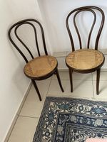 2 Chairs Cane Seat Dark Wood Bentwood Vintage Condition