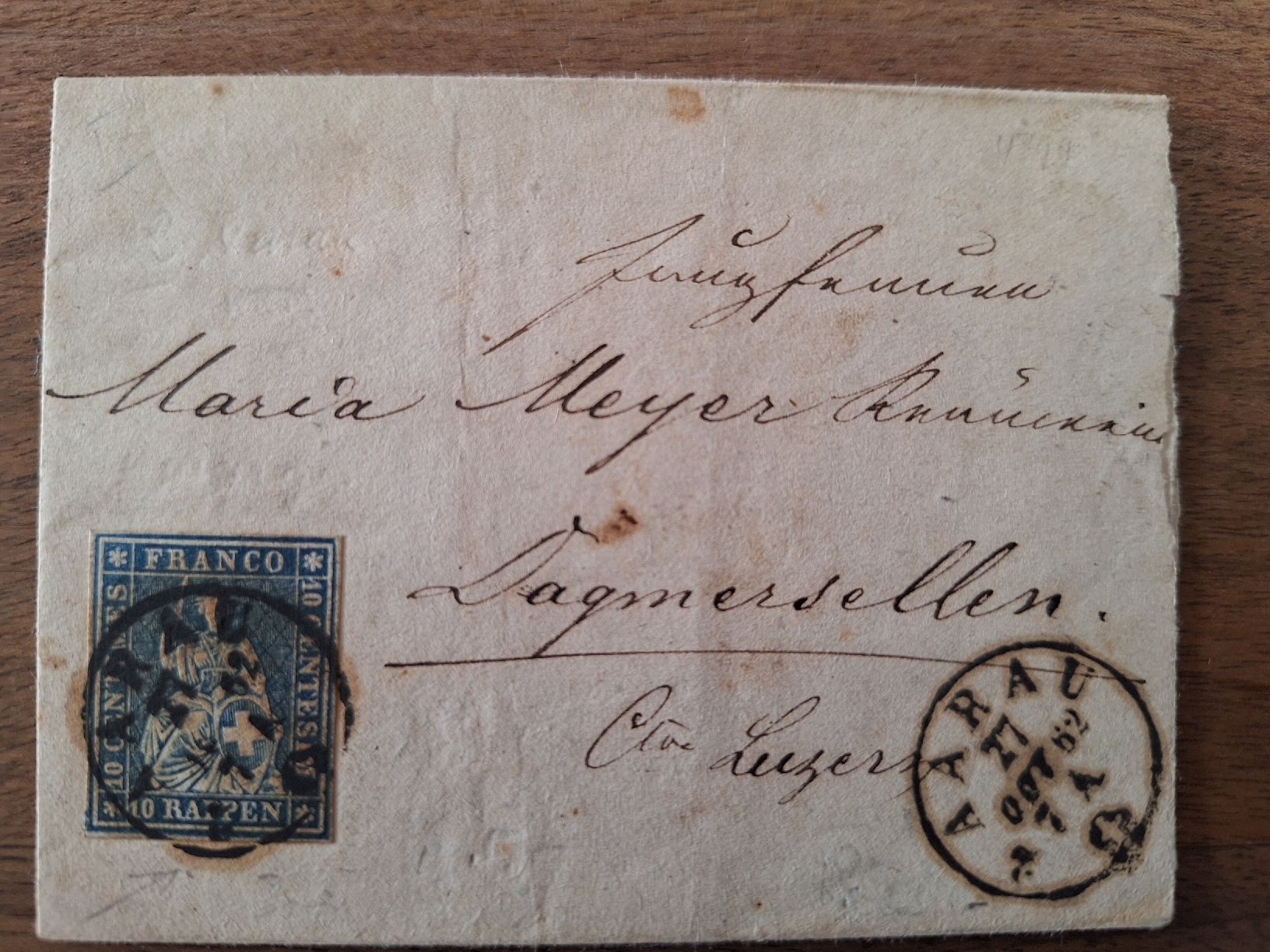 Tutti i francobolli: Strubel 23G Aarau Briefstück – Usato da Balgach venduto da SIMEON27