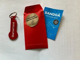 Schlüsselanhänger, rot, Doppelfunktion