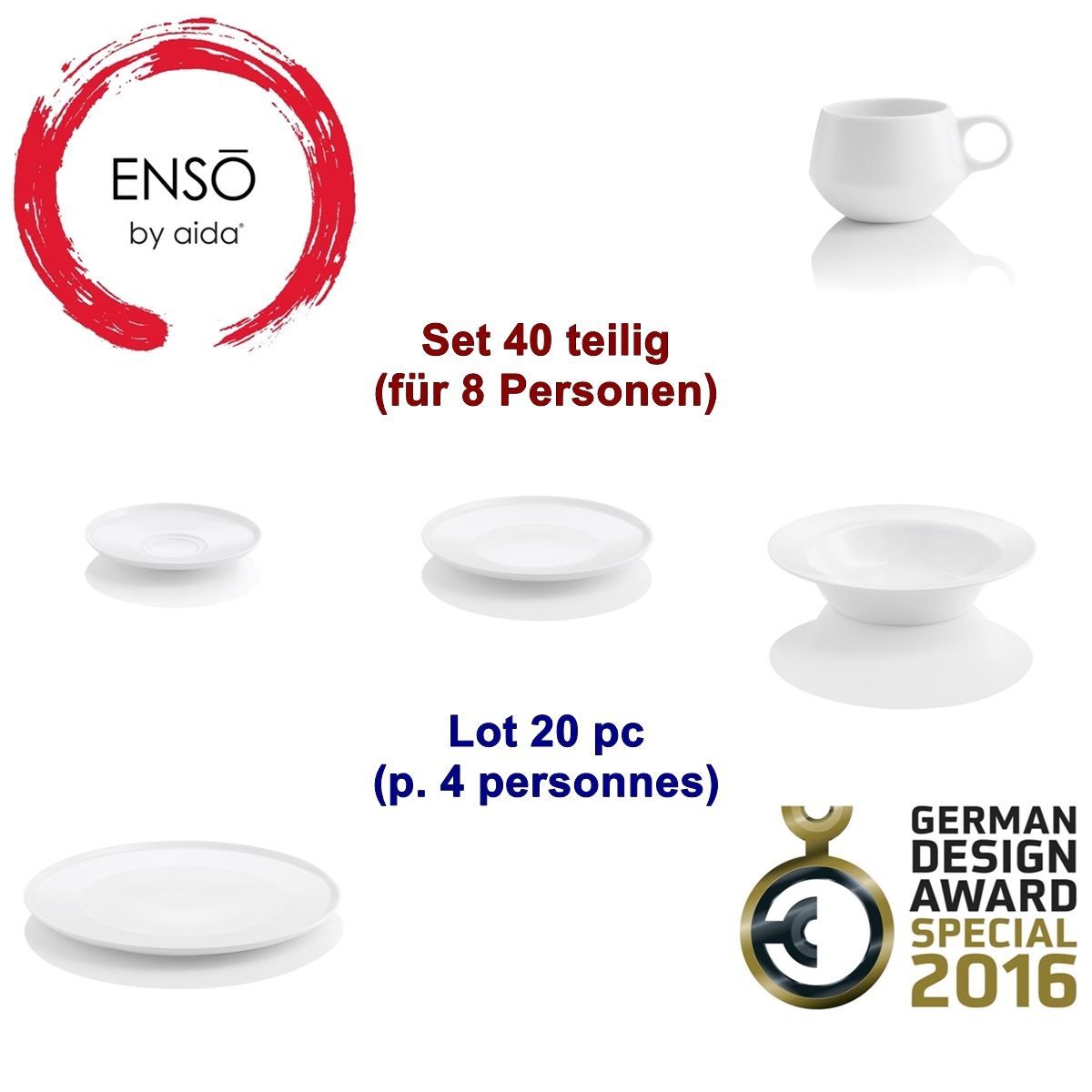 Set di piatti: ENSO 40 teiliges Geschirrset – Nuovo e nell'imballaggio originale da Wettingen venduto da kochshop 1