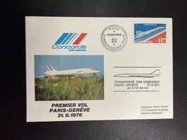 Air France Concorde Erstflugbrief Paris-Genf 1976