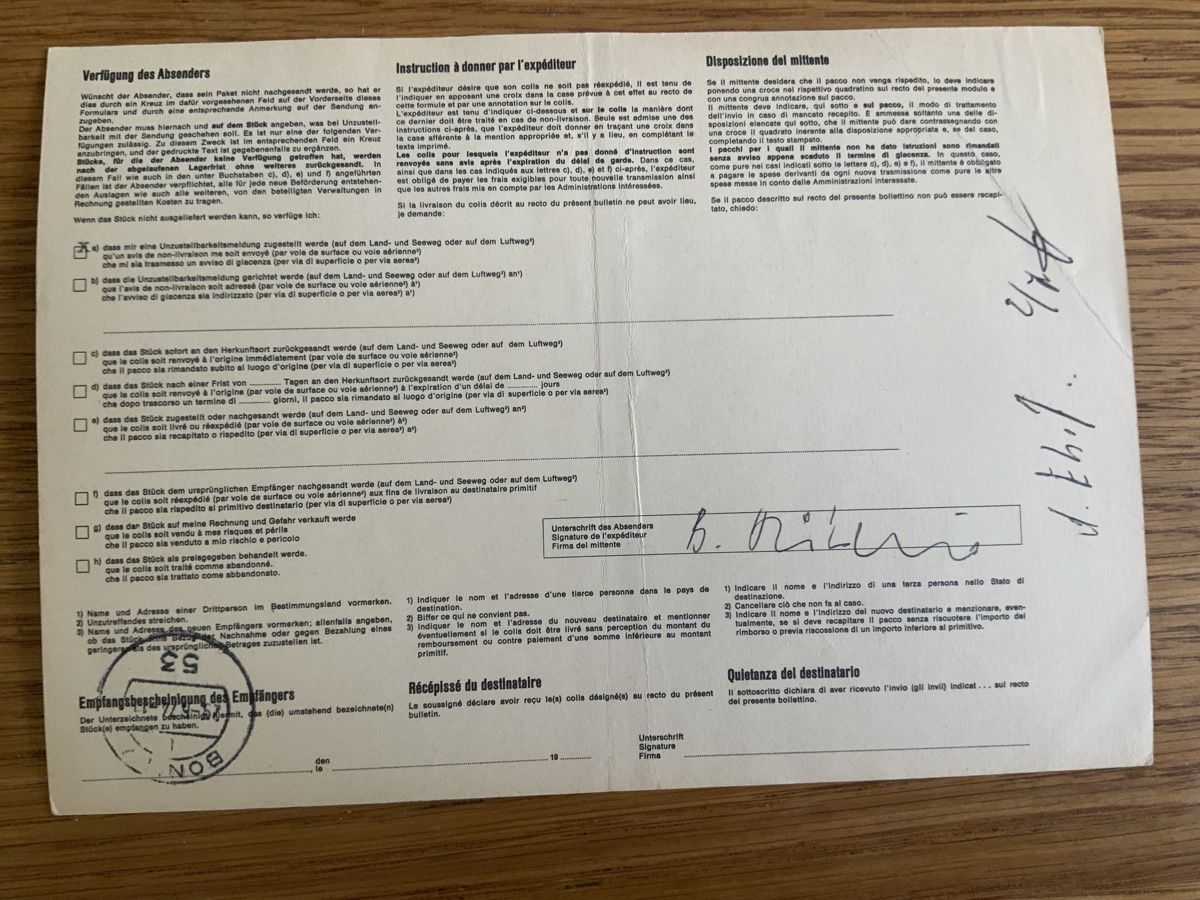 Tutti i francobolli: Historisches Doppel-Militärpaket-Formular Post Schweiz-Deuts – Usato da Binningen venduto da chr_cr5n 1