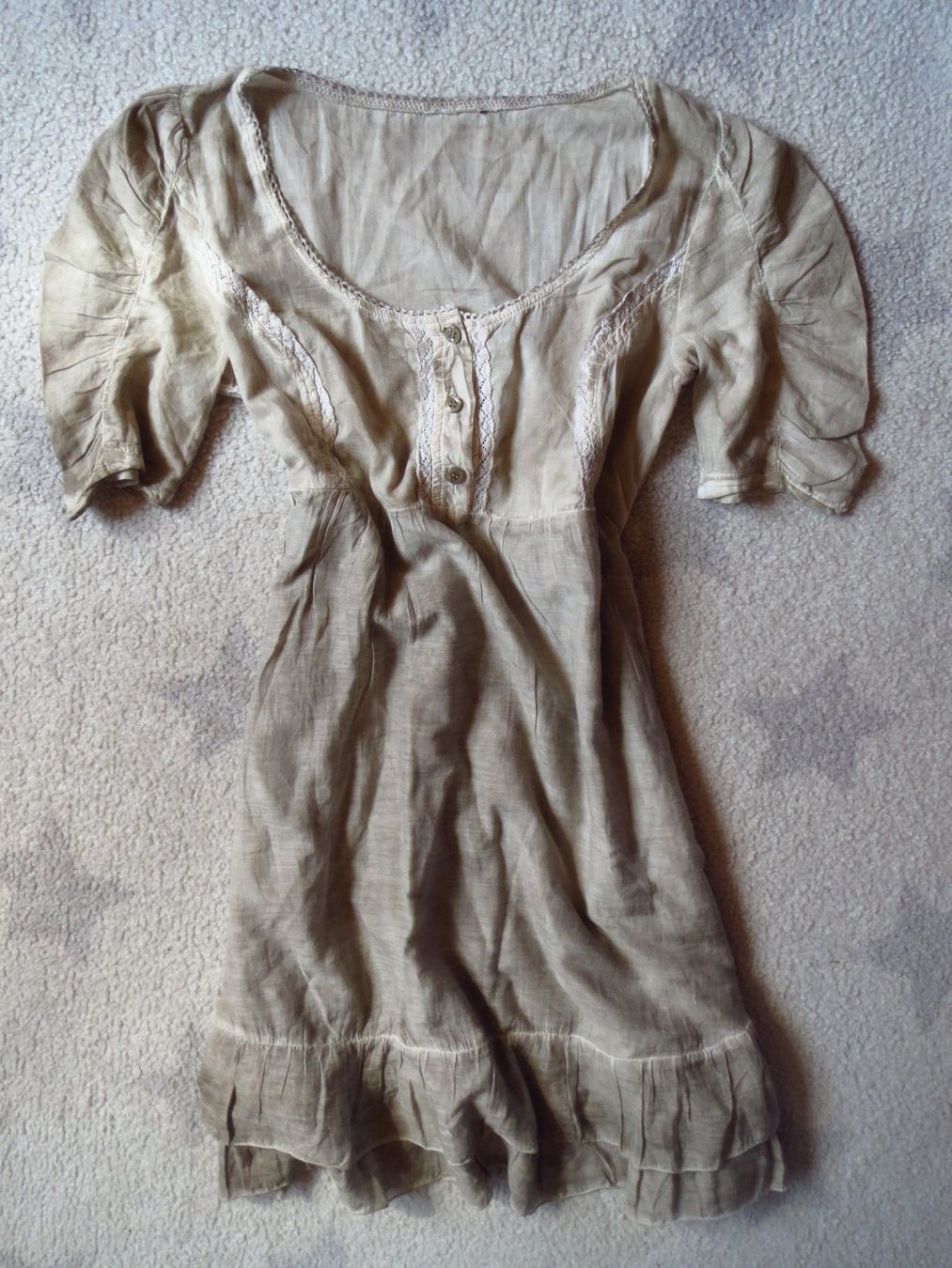 Vestiti: Damen Long Bluse / Mini Kleid mit SEIDE m. Rüscheli & Spitze – Usato da Kiental venduto da Anna8702 2