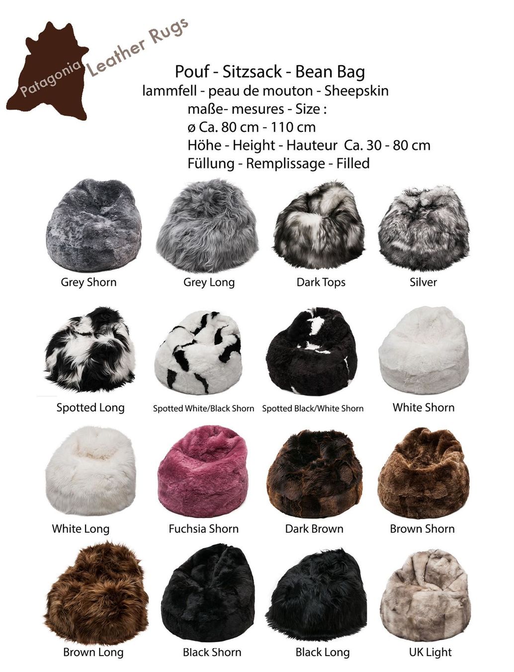 Poltrone: Pouf en peau de mouton-Lammfell Sitzsack – Nuovo e nell'imballaggio originale da Arbedo venduto da patagonialeatherrugs 6
