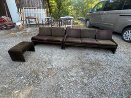 Sofa Garnitur Braun 2x Sofa 1x Hocker Gebraucht, Nr 8