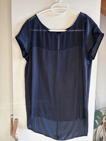 Débardeur bleu marine avec empiècement transparent - S