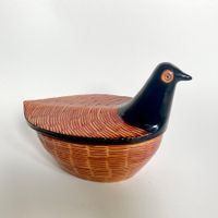 Vintage Bitossi Keramik Dose Vogel Korb Optik
