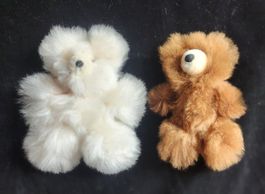2 sehr weich und schmusig Baby Alpaka Fell Bär Teddy, NEU!!