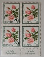 Briefmarken Block Pro Juventute 1982 Rosen 4er Streifen