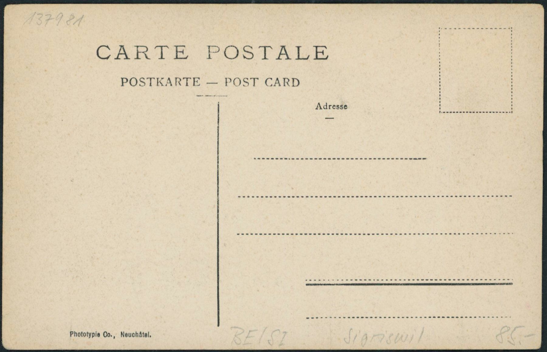 Cartoline postali: BE Sigriswil – Nuovo (secondo la descrizione) da Schindellegi venduto da leecollect 1