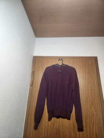 Pull Col V Globus 100% laine Merino prune taille S