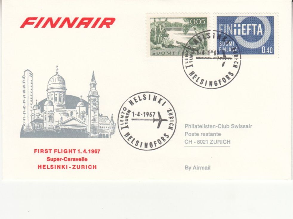 Tutti i francobolli: SLH RF 67.5a Helsinki-Zürich – Usato da Bürglen TG venduto da StampGraf