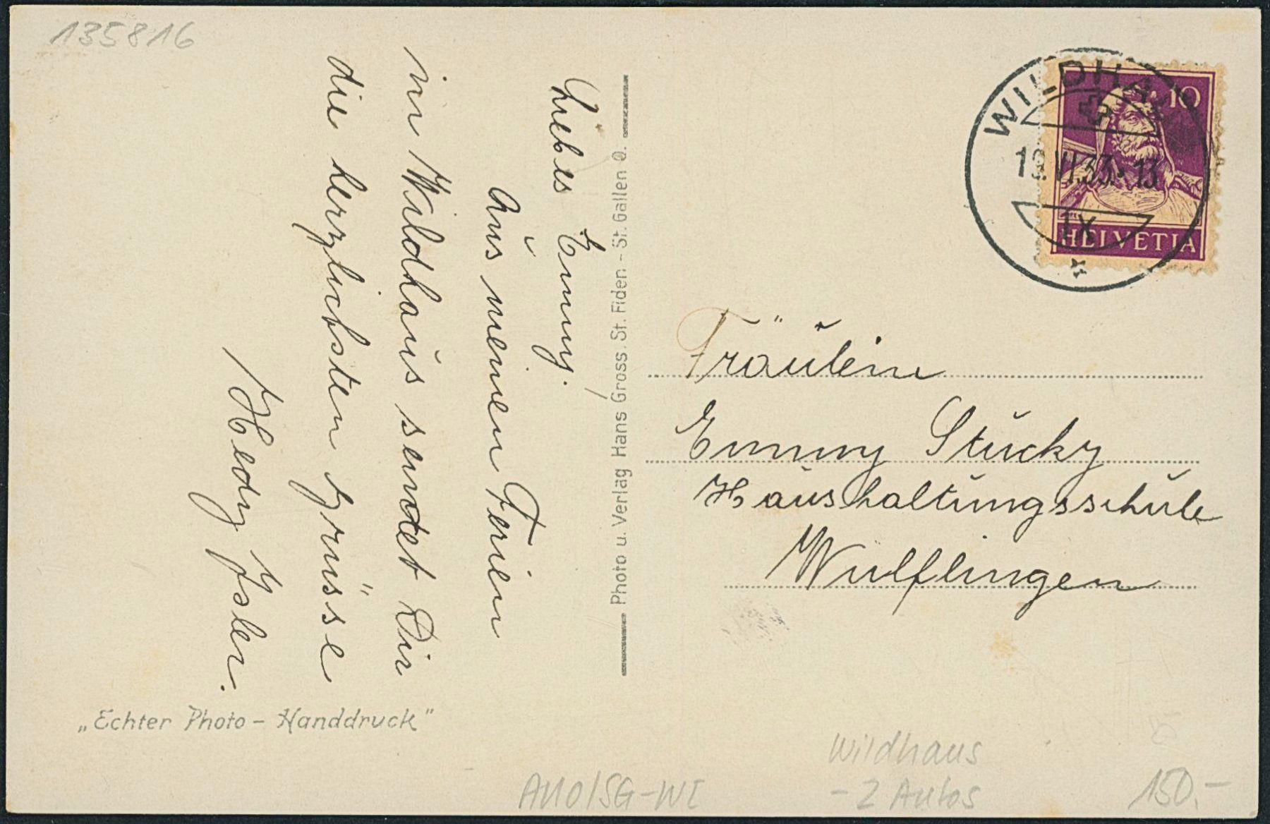 Cartoline postali: SG Wildhaus - Auto – Usato da Schindellegi venduto da leecollect 1