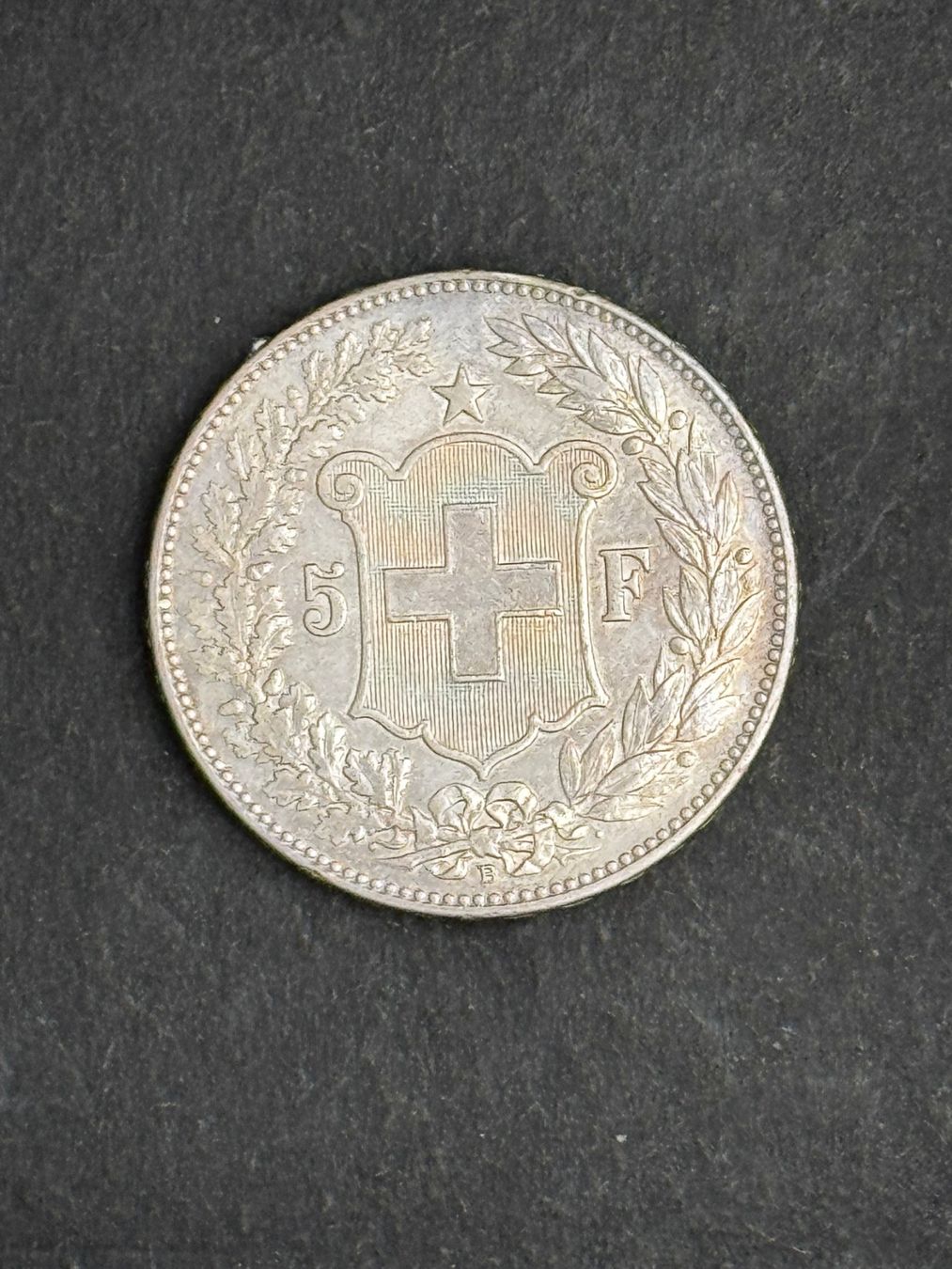 Alle Münzen: 5 Franken 1908 B Silber – Gebraucht aus Oberwil (Dägerlen) von Kurkuma