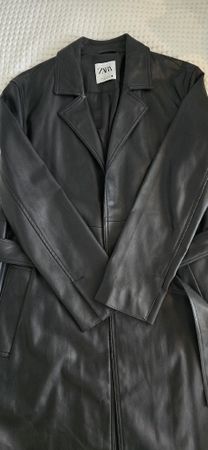 ZARA Trenchcoat Lederimitat Schwarz Groesse S neuwertig