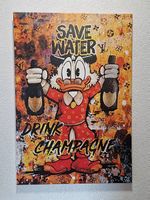 Pop-Art Leinwandbild Save Water Drink Champagne LouisVuitton