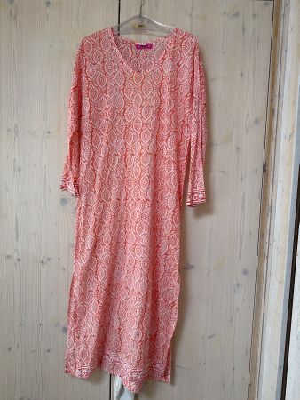Kleid Ibiza Damen orange-weiss Grösse S/M 100% Baumwolle