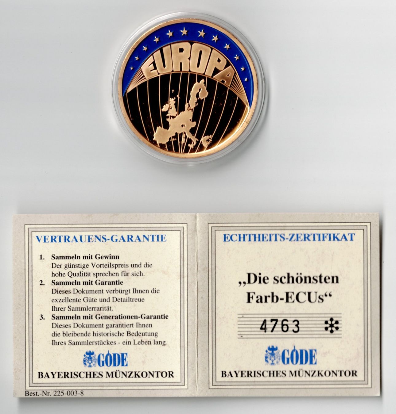 Medaglie: 1999_Europa ECU_Zertifikat_4763 – Nuovo (secondo la descrizione) da Hombrechtikon venduto da Fraese01