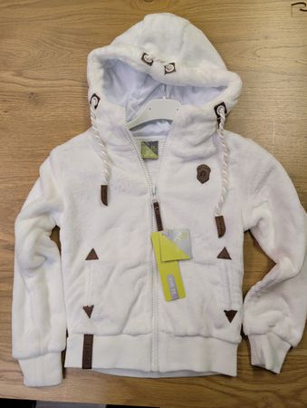 Flauschige Winterjacke, neuwertig, Grösse 104, weiss.