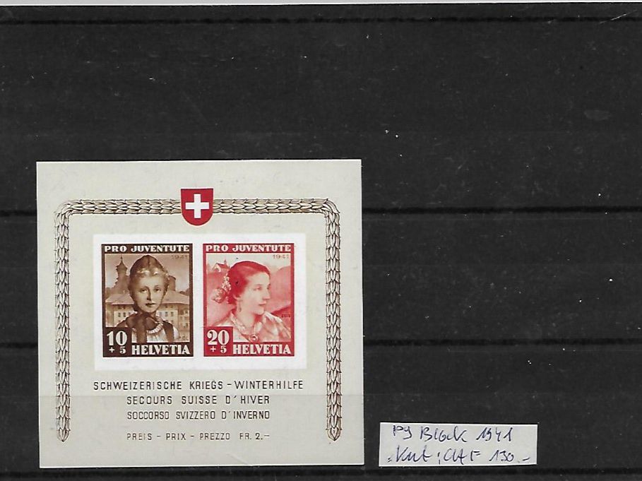 Tutti i francobolli: PJ Block 1941 ** Kat: CHF 130.- – Nuovo (secondo la descrizione) da Basel venduto da Ilp