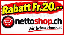 Nettoshop 20 .- CHF Gutschein Coupon Rabatt ab 200.-