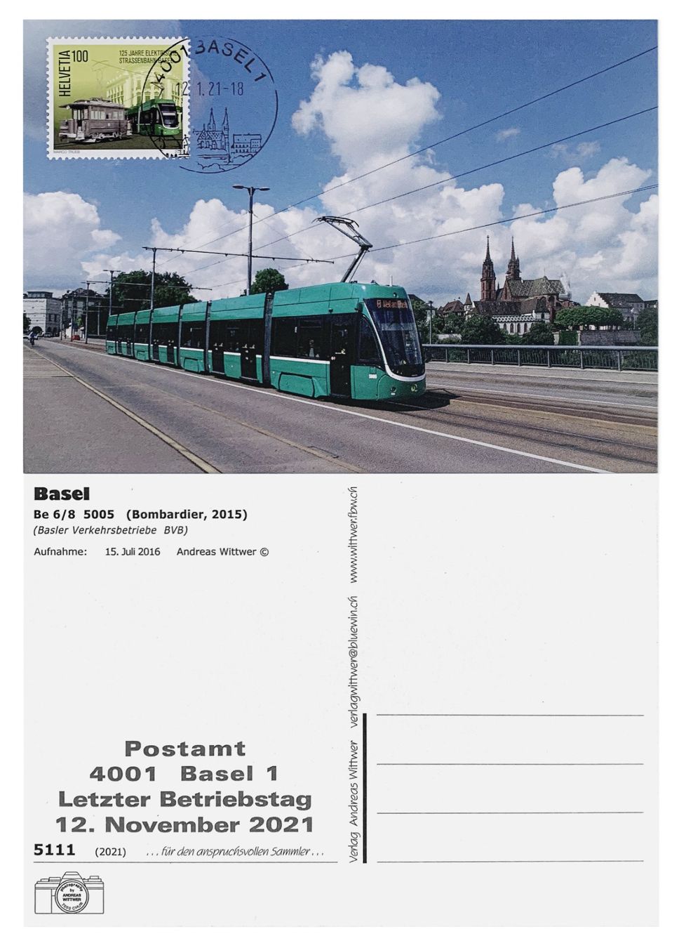 Cartoline postali: Basel Post Basel 1 Letzttag Maximumkarte Tram Be 6/8 BVB – Nuovo (secondo la descrizione) da Bern venduto da AWiBe