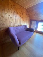 2er-Sofa in Lila/Violett – Retro-Stil – 140 cm breit