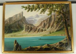 Bergsee Oel auf Pavatex