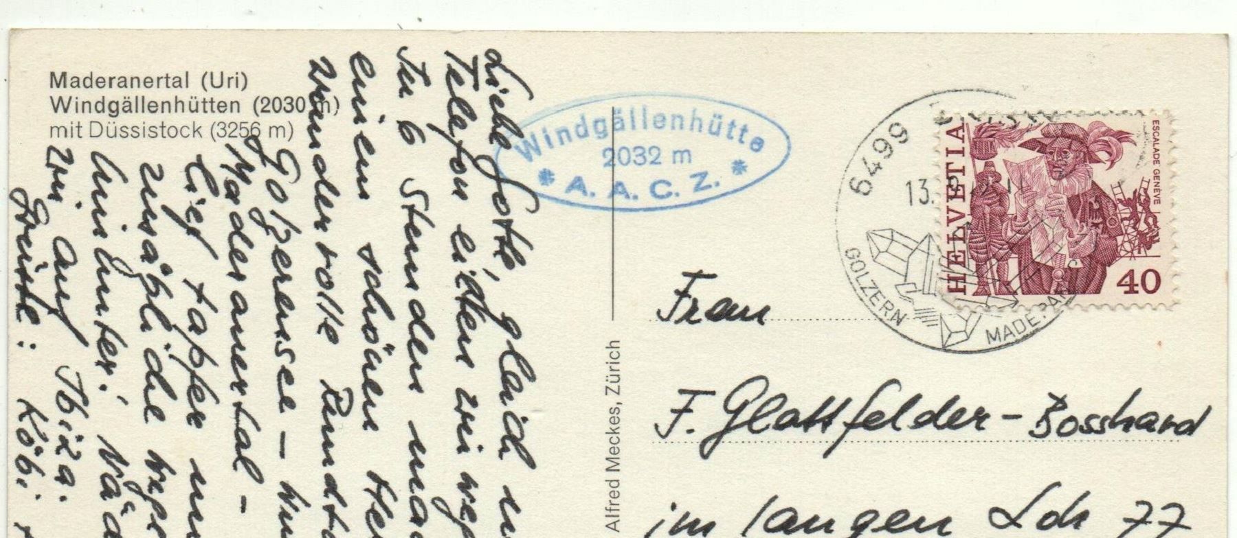 Cartoline postali: BRISTEN Maderanertal - Windgällenhütten – Usato da Jona venduto da philajona 1