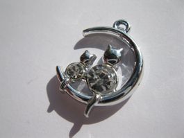 Anhänger Katze, Katzen in Mond