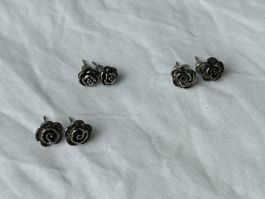 Ohrringe Rosen grau
