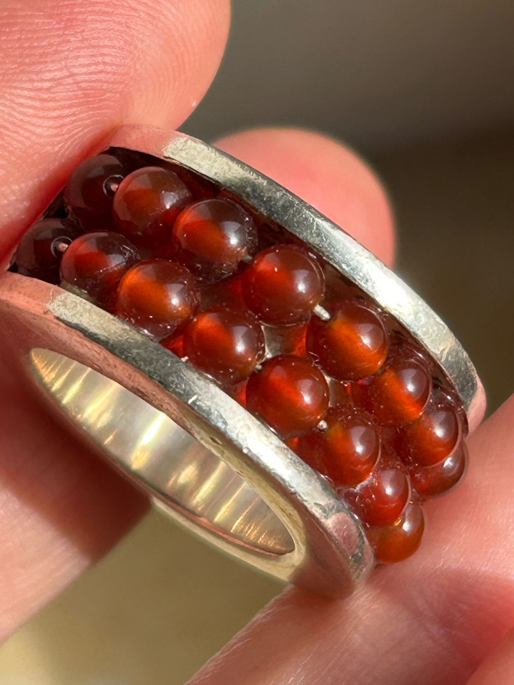 Ringe: Handgefertigter Ring, Silber mit roten Glasperlen (56) – Gebraucht aus Dittingen von Bijoubelle